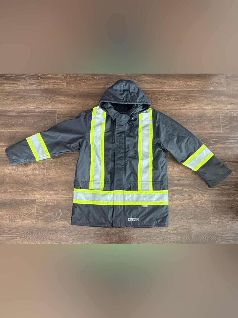 Dakota Reflective Work Jacket Black & Yellow Size Large